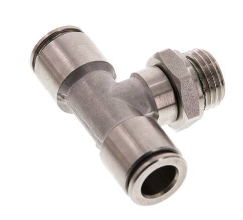 8mm x G1/4'' Inline Tee Push-in Fitting with Male Threads Stainless Steel FKM FDA Rotatable