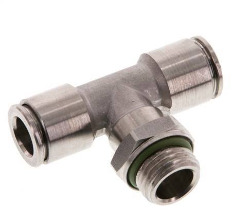 8mm x G1/4'' Inline Tee Push-in Fitting with Male Threads Stainless Steel FKM FDA Rotatable