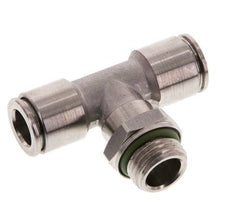 8mm x G1/4'' Inline Tee Push-in Fitting with Male Threads Stainless Steel FKM FDA Rotatable