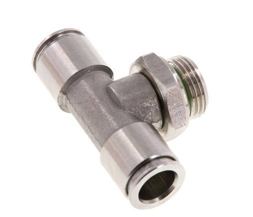 10mm x G3/8'' Inline Tee Push-in Fitting with Male Threads Stainless Steel FKM FDA Rotatable