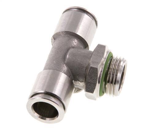 10mm x G3/8'' Inline T-Stück Steckverschraubung mit Außengewinde Edelstahl FKM FDA drehbar