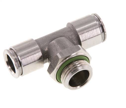 10mm x G3/8'' Inline T-Stück Steckverschraubung mit Außengewinde Edelstahl FKM FDA drehbar