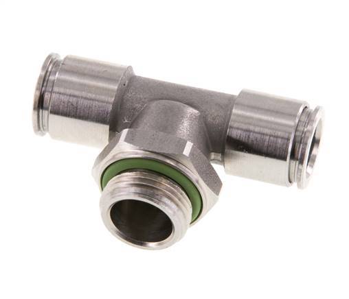 10mm x G3/8'' Inline T-Stück Steckverschraubung mit Außengewinde Edelstahl FKM FDA drehbar