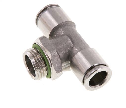 10mm x G3/8'' Inline T-Stück Steckverschraubung mit Außengewinde Edelstahl FKM FDA drehbar