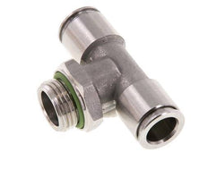 10mm x G3/8'' Inline T-Stück Steckverschraubung mit Außengewinde Edelstahl FKM FDA drehbar
