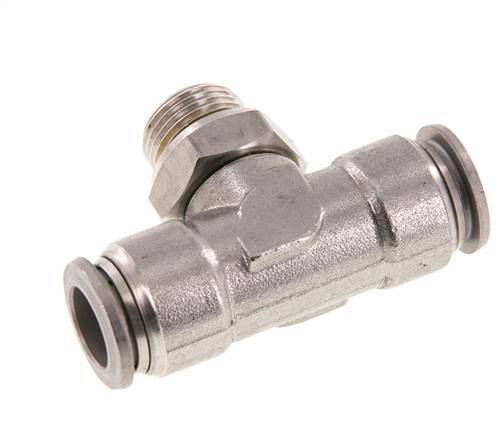 12mm x G3/8'' Inline T-Stück Steckverschraubung mit Außengewinde Edelstahl FKM FDA drehbar
