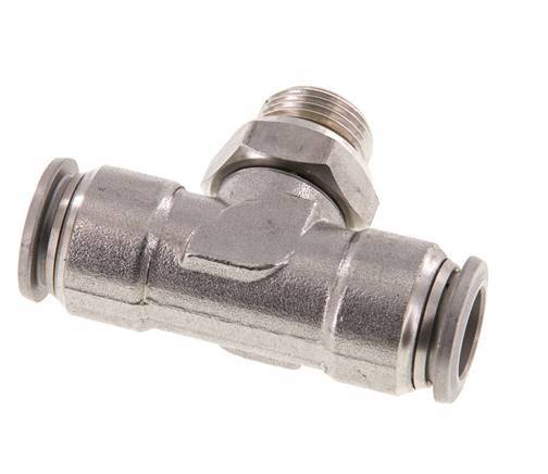 12mm x G3/8'' Inline T-Stück Steckverschraubung mit Außengewinde Edelstahl FKM FDA drehbar