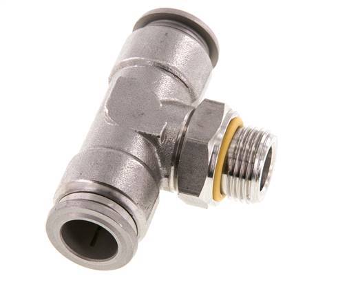 12mm x G3/8'' Inline T-Stück Steckverschraubung mit Außengewinde Edelstahl FKM FDA drehbar