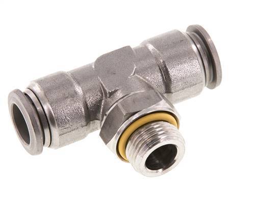 12mm x G3/8'' Inline T-Stück Steckverschraubung mit Außengewinde Edelstahl FKM FDA drehbar