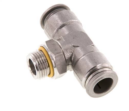 12mm x G3/8'' Inline T-Stück Steckverschraubung mit Außengewinde Edelstahl FKM FDA drehbar