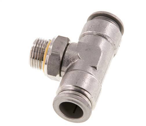 12mm x G3/8'' Inline T-Stück Steckverschraubung mit Außengewinde Edelstahl FKM FDA drehbar