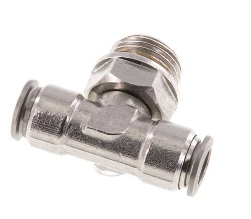 10mm x G1/2'' Inline T-Stück Steckverschraubung mit Außengewinde Edelstahl FKM FDA drehbar