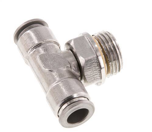 10mm x G1/2'' Inline T-Stück Steckverschraubung mit Außengewinde Edelstahl FKM FDA drehbar