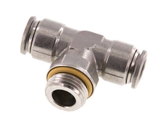 12mm x G1/2'' Inline T-Stück Steckverschraubung mit Außengewinde Edelstahl FKM FDA drehbar