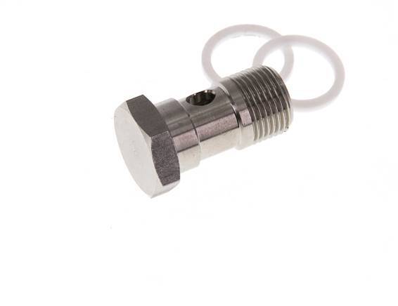 1-Wege-Edelstahl-Hohlschraube mit G3/8''-Außengewinde PTFE L26mm