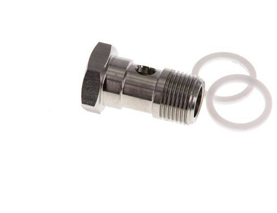 1-Wege-Edelstahl-Hohlschraube mit G3/8''-Außengewinde PTFE L26mm