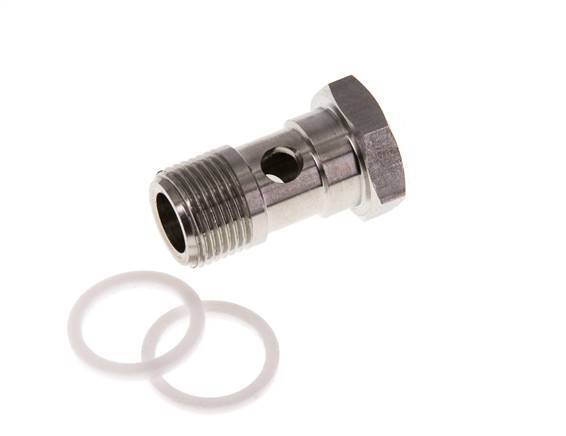 1-Wege-Edelstahl-Hohlschraube mit G3/8''-Außengewinde PTFE L26mm