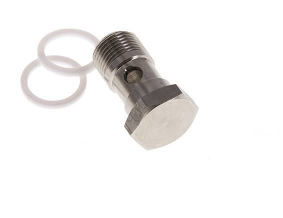 1-Wege-Edelstahl-Hohlschraube mit G3/8''-Außengewinde PTFE L26mm