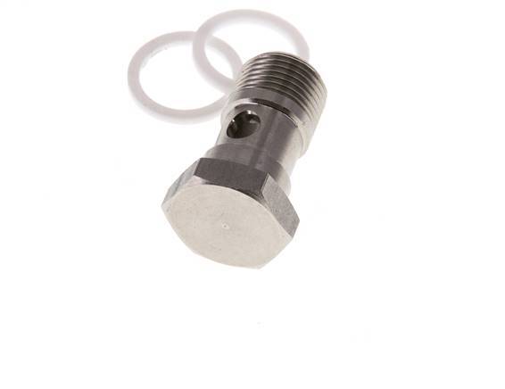 1-Wege-Edelstahl-Hohlschraube mit G3/8''-Außengewinde PTFE L26mm