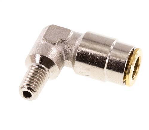 6mm x M 6 (konisch) 90° Winkel-Steckverschraubung mit Außengewinde Messing NBRHochdruck [2 Stück]