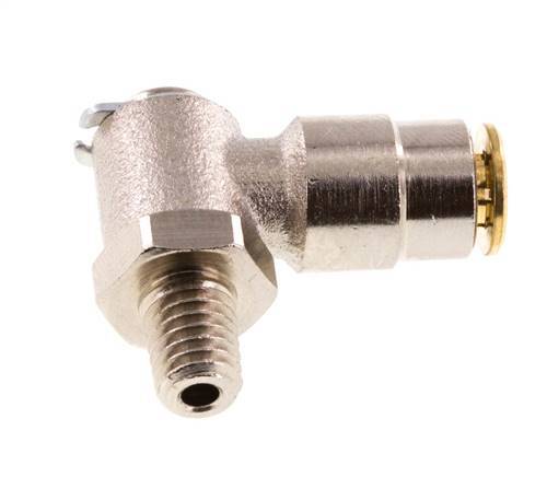 4mm x M 6 (konisch) 90° Winkel Steckverschraubung mit Außengewinde Messing NBR drehbarHochdruck