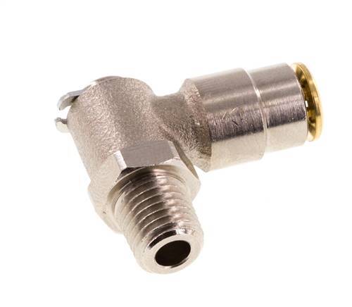 4mm x M 8 x 1 (konisch) 90° Winkel-Steckverschraubung mit Außengewinde Messing NBR drehbarHochdruck