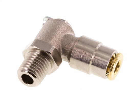 4mm x M 8 x 1 (konisch) 90° Winkel-Steckverschraubung mit Außengewinde Messing NBR drehbarHochdruck