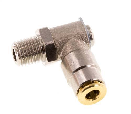 4mm x M 8 x 1 (konisch) 90° Winkel-Steckverschraubung mit Außengewinde Messing NBR drehbarHochdruck