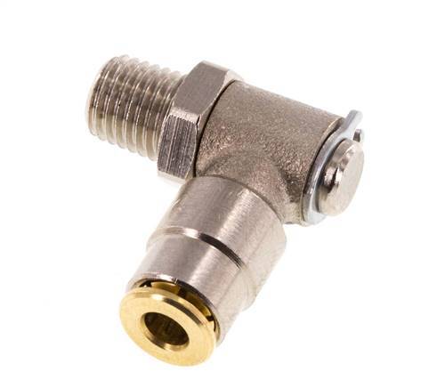 4mm x M 8 x 1 (konisch) 90° Winkel-Steckverschraubung mit Außengewinde Messing NBR drehbarHochdruck