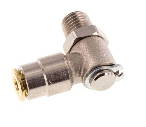 4mm x M 8 x 1 (konisch) 90° Winkel-Steckverschraubung mit Außengewinde Messing NBR drehbarHochdruck