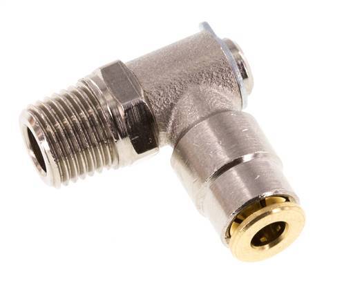 4mm x M 10 x 1 (konisch) 90° Winkel-Steckverschraubung mit Außengewinde Messing NBR drehbarHochdruck