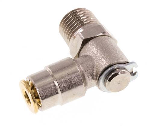 4mm x M 10 x 1 (konisch) 90° Winkel-Steckverschraubung mit Außengewinde Messing NBR drehbarHochdruck