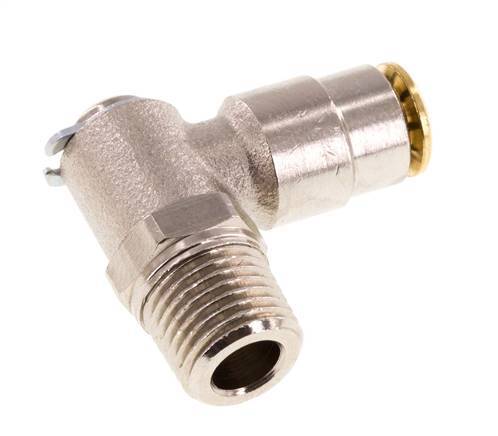 4mm x M 10 x 1 (konisch) 90° Winkel-Steckverschraubung mit Außengewinde Messing NBR drehbarHochdruck