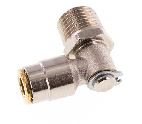 6mm x R1/4'' 90deg Elbow Push-in Fitting with Male Threads Brass NBR RotatableHigh Pressure