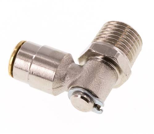 6mm x R1/4'' 90deg Winkel Steckverschraubung mit Außengewinde Messing NBR drehbarHochdruck