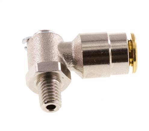 6mm x M 6 (konisch) 90° Winkel Steckverschraubung mit Außengewinde Messing NBR drehbarHochdruck