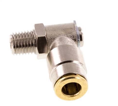 6mm x M 8 x 1 (konisch) 90 Grad Steckverschraubung mit Außengewinde Messing NBR drehbarHochdruck