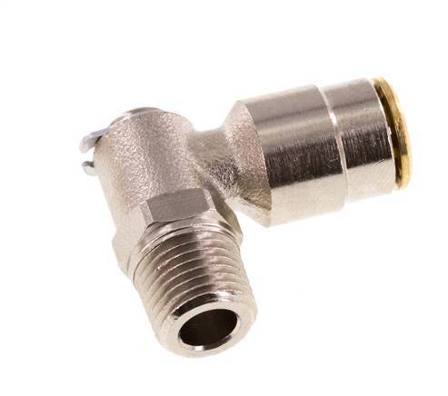 6mm x M 10 x 1 (konisch) 90 Grad Steckverschraubung mit Außengewinde Messing NBR drehbarHochdruck