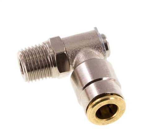 6mm x M 10 x 1 (konisch) 90 Grad Steckverschraubung mit Außengewinde Messing NBR drehbarHochdruck