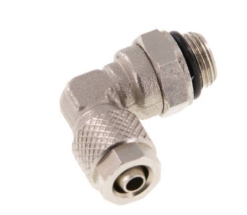 6x4 & G1/8'' Vernickelter Messing Winkel Aufsteckfitting mit Außengewinde NBR Drehbar [2 Stück]