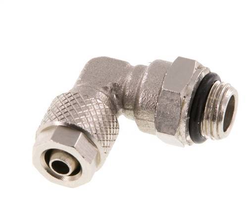 6x4 & G1/8'' Vernickelter Messing Winkel Aufsteckfitting mit Außengewinde NBR Drehbar [2 Stück]