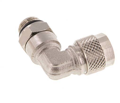 8x6 & G1/8'' Vernickelter Messing Winkel Aufsteckfitting mit Außengewinde NBR Drehbar [2 Stück]