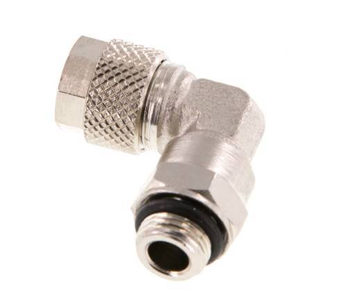 8x6 & G1/8'' Vernickelter Messing Winkel Aufsteckfitting mit Außengewinde NBR Drehbar [2 Stück]