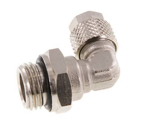 6x4 & G1/4'' Vernickelter Messing Winkel Aufsteckfitting mit Außengewinde NBR Drehbar [2 Stück]