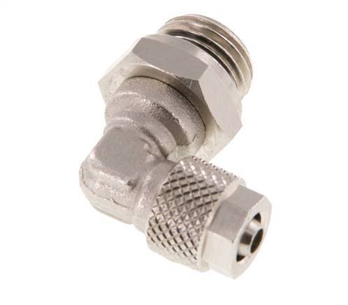 6x4 & G1/4'' Vernickelter Messing Winkel Aufsteckfitting mit Außengewinde NBR Drehbar [2 Stück]