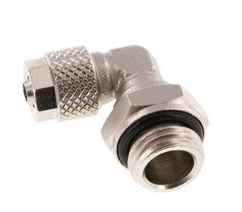 6x4 & G1/4'' Vernickelter Messing Winkel Aufsteckfitting mit Außengewinde NBR Drehbar [2 Stück]