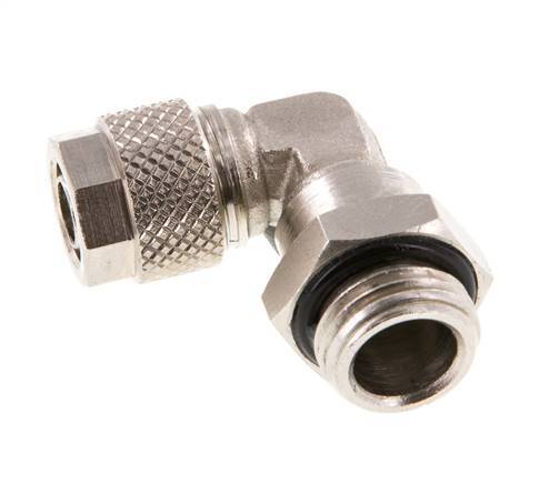 8x6 & G1/4'' Vernickelter Messing Winkel Aufsteckfitting mit Außengewinde NBR Drehbar [2 Stück]