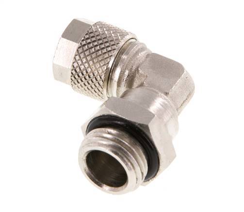 8x6 & G1/4'' Vernickelter Messing Winkel Aufsteckfitting mit Außengewinde NBR Drehbar [2 Stück]