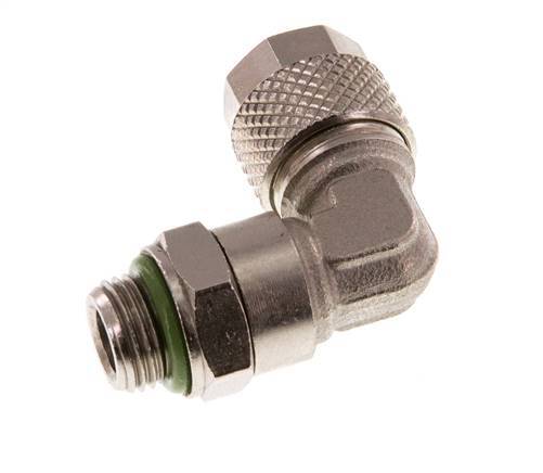 8x6 & G1/8'' Nickel plated Brass Elbow Push-on Fitting with Male Threads FKM Rotatable [2 Pieces]