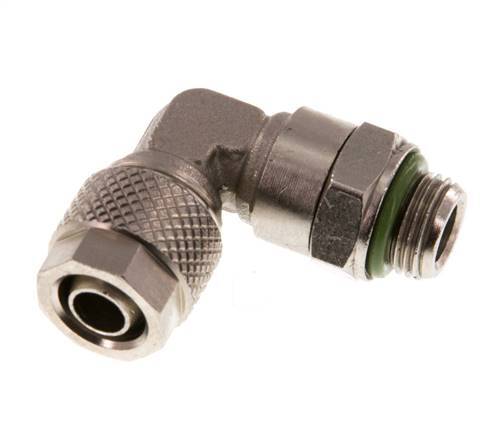 8x6 & G1/8'' Vernickelter Messing Winkel Aufsteckfitting mit Außengewinde FKM Drehbar [2 Stück]